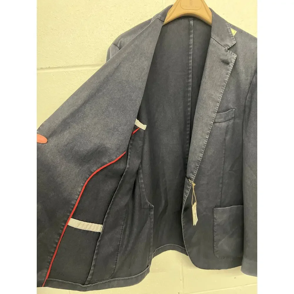 New $995 Eleventy EU sz eu 60 US 48  navy blue solid sport coat jacket midweight